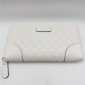 Gucci White Diamante Round Long Wallet